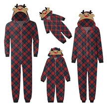 Charger l'image dans la galerie, Plaid Jumpsuit with hoodie Matching family Christmas Pajama Set