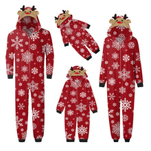 Load image into Gallery viewer, Snowflake in Red Jumpsuit with hoodie Matching family Christmas Pajama Set