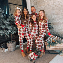 Charger l'image dans la galerie, Check Print Round Neck Matching Family Christmas Pajamas Set