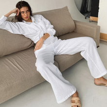 Load image into Gallery viewer, Double Layered Cotton Shirt Pajamas Set