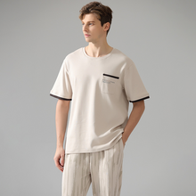 Charger l'image dans la galerie, Ensemble de pyjama court abricot en pur coton pour homme