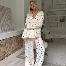 Load image into Gallery viewer, Love Print Pure Cotton Wide Leg Pajamas Set