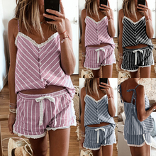 Charger l'image dans la galerie, Ensemble pyjama débardeur et short d'été pour femme