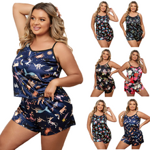 Charger l'image dans la galerie, Ensemble de pyjama sans manches à col rond pour femme grande taille