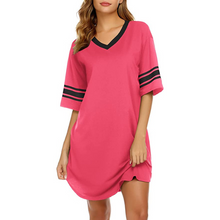 Charger l'image dans la galerie, Cotton V Neck Short Sleeve Loose Comfy Shirt and Sleepwear