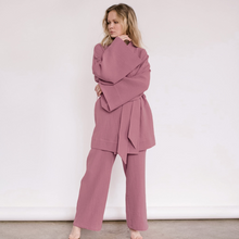 Load image into Gallery viewer, Pure Cotton Wide Leg Solid Color Pajamas and Kimono Set
