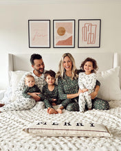 Load image into Gallery viewer, Green Printed V Neck Button Matching Family Pajamas Set