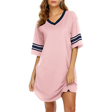 Charger l'image dans la galerie, Chemise ample et confortable à manches courtes en coton et col en V et vêtement de nuit