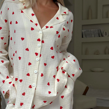 Charger l'image dans la galerie, Pyjama Large en Pur Coton à Imprimé Cœurs