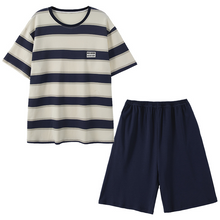 Charger l'image dans la galerie, Pyjama en coton rayé bleu pour homme