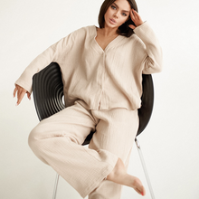 Charger l'image dans la galerie, Ensemble de pyjama en pur coton deux pièces à jambes larges