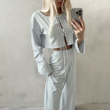 Charger l'image dans la galerie, Ensemble de pyjama rayé à jambes larges avec laçage