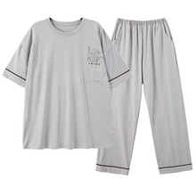 Charger l'image dans la galerie, Ensemble de pyjama homme gris clair à manches courtes et col rond