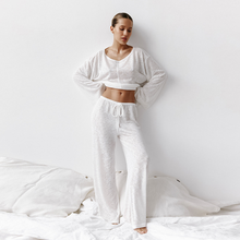 Charger l'image dans la galerie, Ensemble de pyjama ample en pur coton à jambes larges