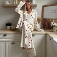 Load image into Gallery viewer, Love Print Pure Cotton Wide Leg Pajamas Set