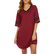 Charger l'image dans la galerie, Chemise ample et confortable à manches courtes en coton et col en V et vêtement de nuit