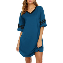 Charger l'image dans la galerie, Chemise ample et confortable à manches courtes en coton et col en V et vêtement de nuit