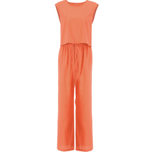 Charger l'image dans la galerie, Ensemble de pyjama sans manches en pur coton orange à jambes larges