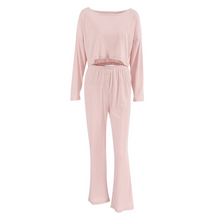 Charger l'image dans la galerie, Ensemble de pyjama 2 pièces décontracté à col rond et jambes larges