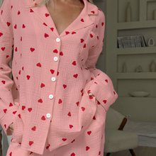 Load image into Gallery viewer, Love Print Pure Cotton Wide Leg Pajamas Set