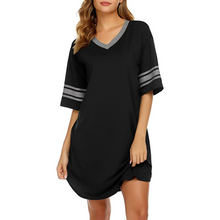 Charger l'image dans la galerie, Chemise ample et confortable à manches courtes en coton et col en V et vêtement de nuit