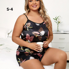 Load image into Gallery viewer, Plus Size Round Neck Sleeveless Pajamas Set For Women