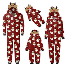 Load image into Gallery viewer, Snowman in Red Jumpsuit with hoodie Matching family Christmas Pajama Set