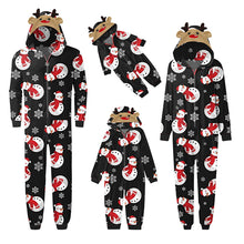 Charger l'image dans la galerie, Snowman in Black Jumpsuit with hoodie Matching family Christmas Pajama Set