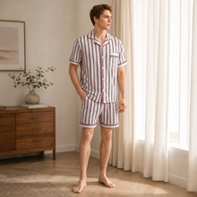Charger l'image dans la galerie, Ensemble de pyjama court à rayures classiques pour hommes