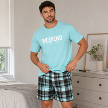 Charger l'image dans la galerie, Ensemble pyjama short homme imprimé lettres pour le week-end – Multicolore