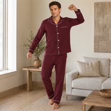 Charger l'image dans la galerie, Ensemble de pyjama pour homme en coton avec boutons