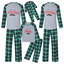 Load image into Gallery viewer, Merry Christmas Black and Green O Neck Matching Family Pajama Set