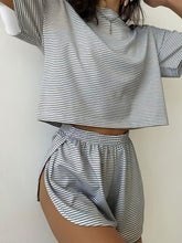 Charger l'image dans la galerie, Ensemble deux-pièces short en polyester doux mélangé pour femme