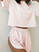 Charger l'image dans la galerie, Ensemble deux-pièces short en polyester doux mélangé pour femme