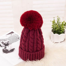 Load image into Gallery viewer, Women Braided Beanie for Holidays With Removable Pom-pom