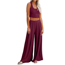 Load image into Gallery viewer, Wide Leg Pajamas with Matching Sleeveless Top
