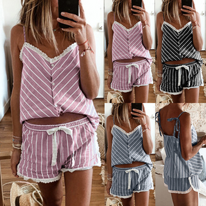 Women Summer Vest Shorts Pajamas Set