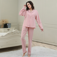 Load image into Gallery viewer, Pure Cotton Solid Color Cardigan Pajamas Set For Women
