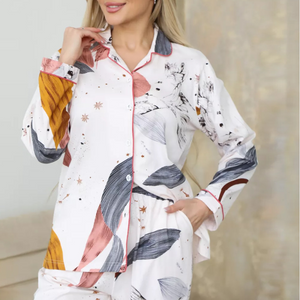 Cotton Printed Long Sleeved Women's Pajamas Set