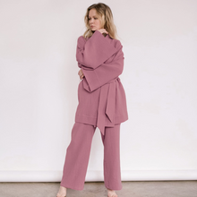 Load image into Gallery viewer, Pure Cotton Wide Leg Solid Color Pajamas and Kimono Set
