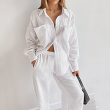 Load image into Gallery viewer, Double Layered Cotton Shirt Pajamas Set
