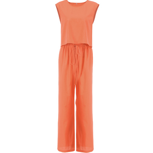 Orange Color Pure Cotton Wide Leg Sleeveless Pajamas Set