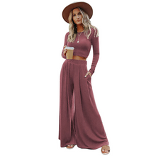 Load image into Gallery viewer, Wide Leg Pajamas with Matching Full Sleeve Top
