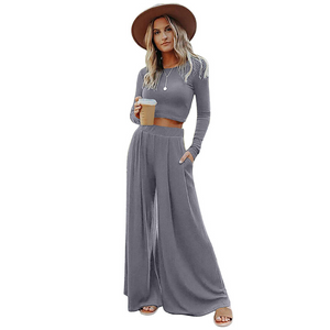 Wide Leg Pajamas with Matching Full Sleeve Top