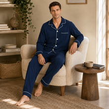 Charger l'image dans la galerie, Ensemble de pyjama pour homme en coton avec boutons
