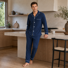 Charger l'image dans la galerie, Ensemble de pyjama pour homme en coton avec boutons
