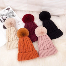 Load image into Gallery viewer, Women Braided Beanie for Holidays With Removable Pom-pom
