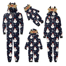Load image into Gallery viewer, Snowman and Snowflake Jumpsuit with hoodie Matching family Christmas Pajama Set
