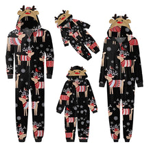 Load image into Gallery viewer, Reindeer Print Jumpsuit with hoodie Matching family Christmas Pajama Set

