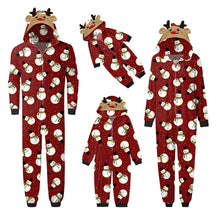 Load image into Gallery viewer, Snowman in Red Jumpsuit with hoodie Matching family Christmas Pajama Set
